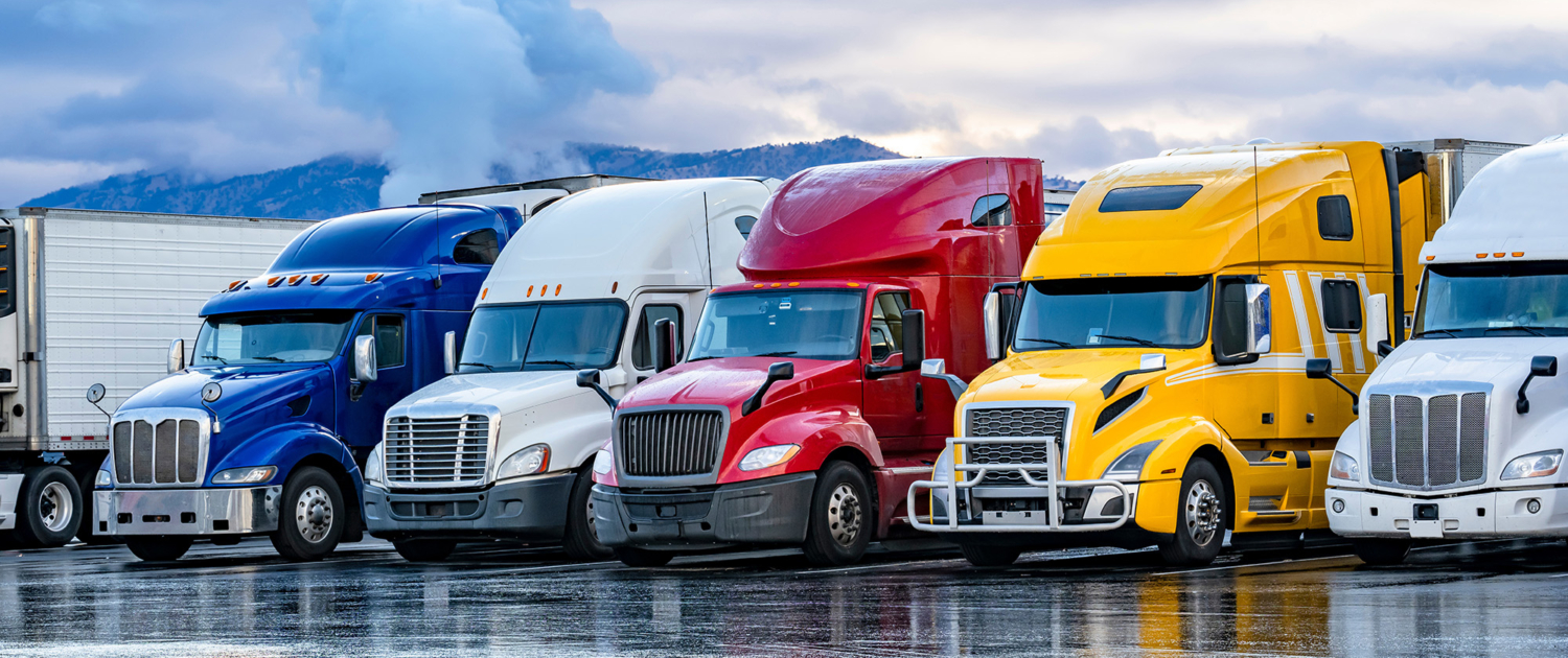 Colorful Fleet Of Semi Trucks